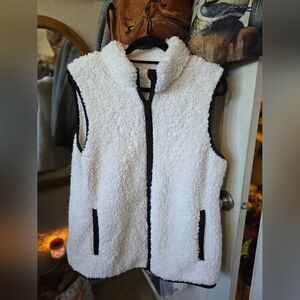 Women's White Sherpa Style Vest